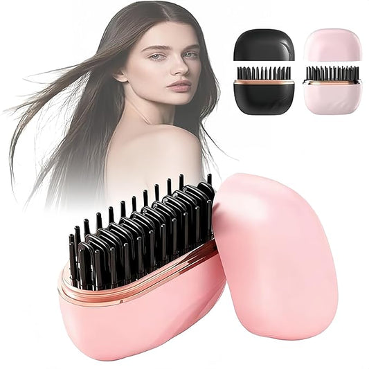 Mini Hair Straightener, New 2-in-1 Cordless Hair Straightener Comb 3-Speed Temperature Control Rechargeable Fast Heating Hot Comb Anti-Scald Shell, Lightweight & Portable Travel for Women (Pink 1Pcs)