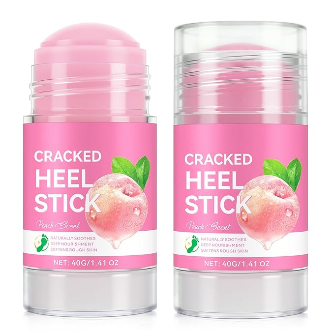 2 Pack Urea Cream 60% Plus Salicylic Acid 2% Foot Balm Stick for Dry Cracked/Chapped Heel, Skinned knees, Hand Intensively Hydration/Moisturization, Callus Removal/Softening/Soothing-Peach Scent|40g