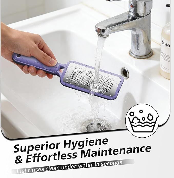 BALUCA Professional Foot File & Callus Remover - Stainless Steel Foot Rasp & Metal Feet Scrubber, Pedicure Tool for Hard Skin & Dead Skin Removal, Cracked Heel Repair for Baby Soft Feet (Purple)