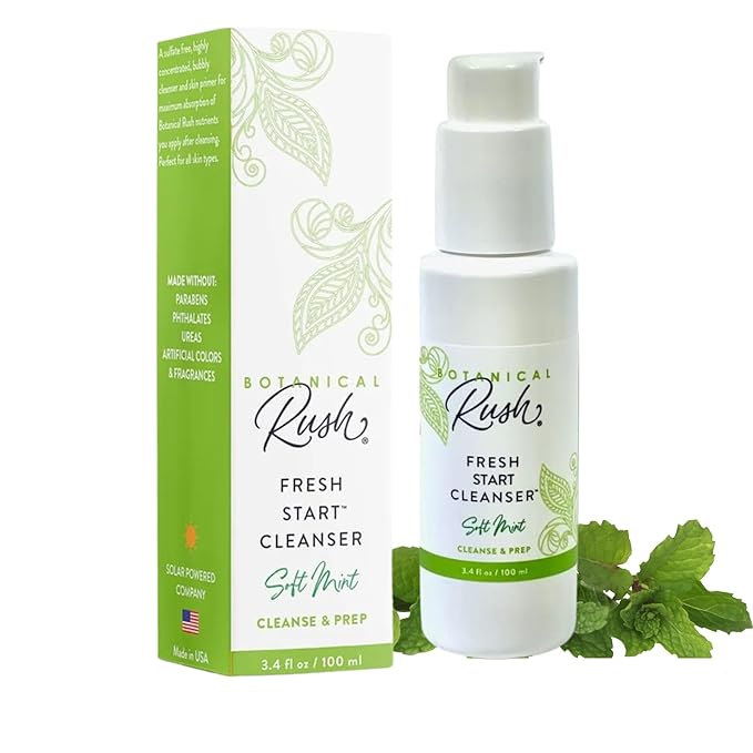 Fresh Start Facial Cleanser – Vegan, Non-Toxic Sulfate-Free Face Wash & Makeup Remover for All Skin Types, Soft Mint, 3.4 fl oz Travel Size