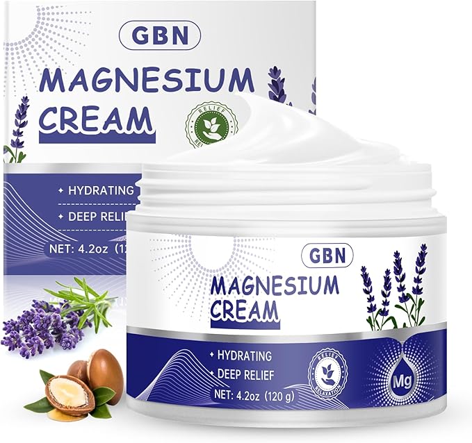 GBN Magnesium Cream - Hydrating Magnesium Lotion for Sleep - Natural Relaxation & Muscle Tension, Nighttime Cream for Feet, Leg Cramps, Safe for Kids (Lavender)