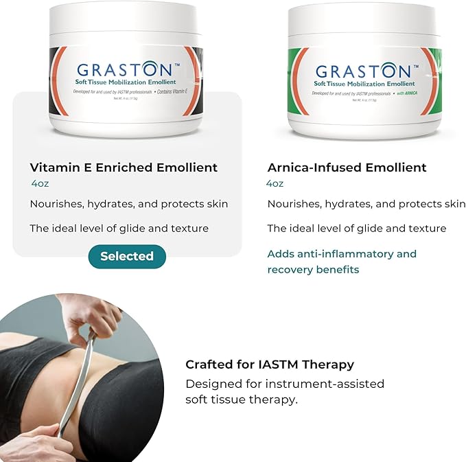 Graston Technique Vitamin E Enriched Emollient - 4oz Jar, Ideal for IASTM Lotion & Massage Therapy Cream, Perfect Vitamin E Cream for Massage and Physical Therapy, 3-Pack