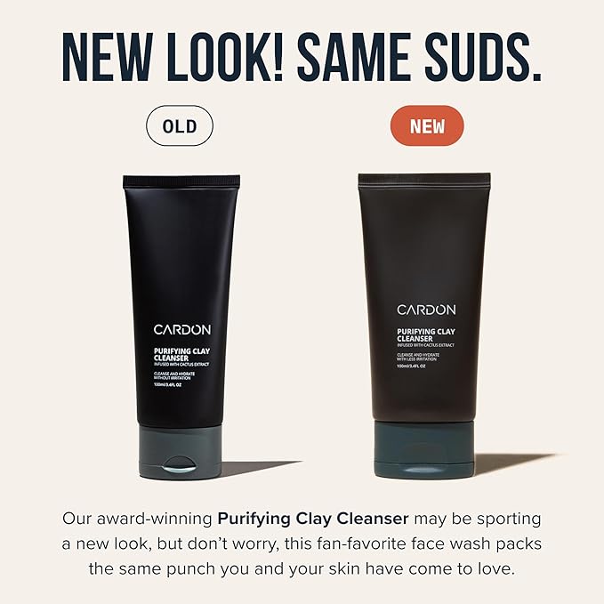 Cardon Men's Deep Pore Cleaning Clay Face Wash, 4x Better Than Charcoal, Oily, Acne-Prone Skin | Korean Premium Skin Care | Remove Face Oil & Dirt, (1 CT)
