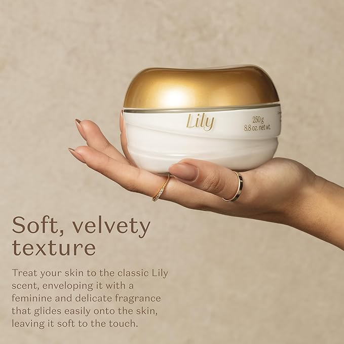 Lily Satin Hydrating Body Cream, 24 Hour Fragranced Body Butter for Dry Skin, 8.8 Ounce