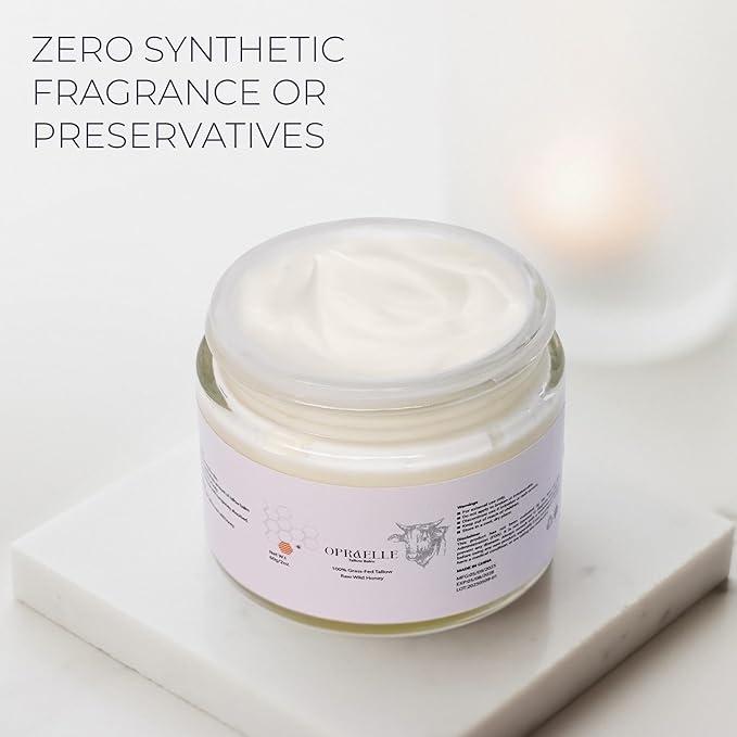 Beef Tallow Moisturizer for Face & Body – Tallow & Honey Balm for Deep Hydration – 100% Natural Skin Cream for Dry, Sensitive & All Skin Types, Nourishing Moisturizing Balm – 2oz + Applicator