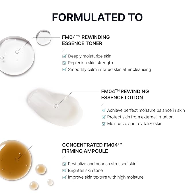 FM04 REWINDING Essence Toner, 3.72 fl oz | Nourishing and Hydrating Toner for Sensitive Skin, Korean Skin Care Toner for Face with Patented Raw Materials TFM