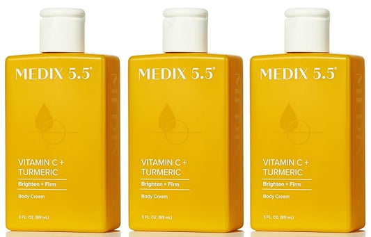 Medix 5.5 Vitamin C Cream Body Lotion & Face Moisturizer | Anti Aging Vitamin C Lotion For Women & Men Helps Soften The Look Of Dark Spots, Wrinkles, & Uneven Looking Skin Tone, 3OZ, 3PC Travel Size