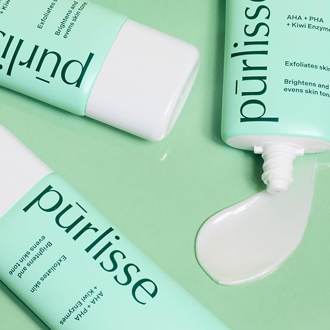 pürlisse AHA & PHA Flash Facial Exfoliant - Gentle Brightening Mask to Help Gently Refine Texture, Clear Pores & Even Skin Tone - Enriched with Fruit Enzymes to Support Skin Barrier (1.7 oz)