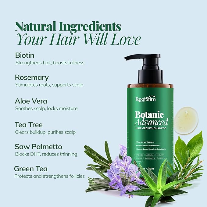 Hair Growth Shampoo, Rosemary, Caffeine, Biotin, Oil Control, Scalp Care, Hair Loss Shampoo for Strengthen Roots, Hair Thickening, Men, Women