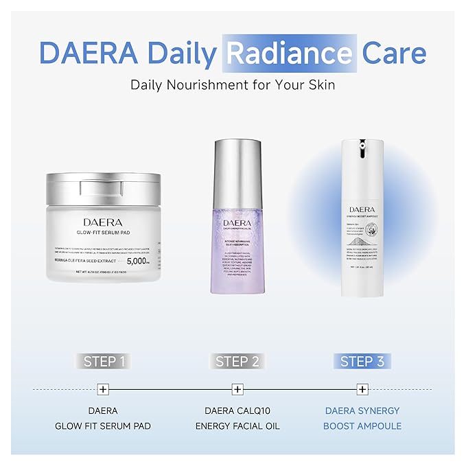 DAERA Synergy Boost Ampoule - Brightening Face Serum & Dark Spot Correcting Ampoule with Calcium Up+ Complex, Anti-Aging Serum Fades Wrinkles, Korean Skincare for Glowing Skin, 30ml