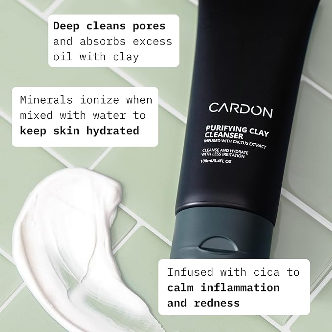 Cardon Men's Deep Pore Cleaning Clay Face Wash, 4x Better Than Charcoal, Oily, Acne-Prone Skin | Korean Premium Skin Care | Remove Face Oil & Dirt, (3 CT)