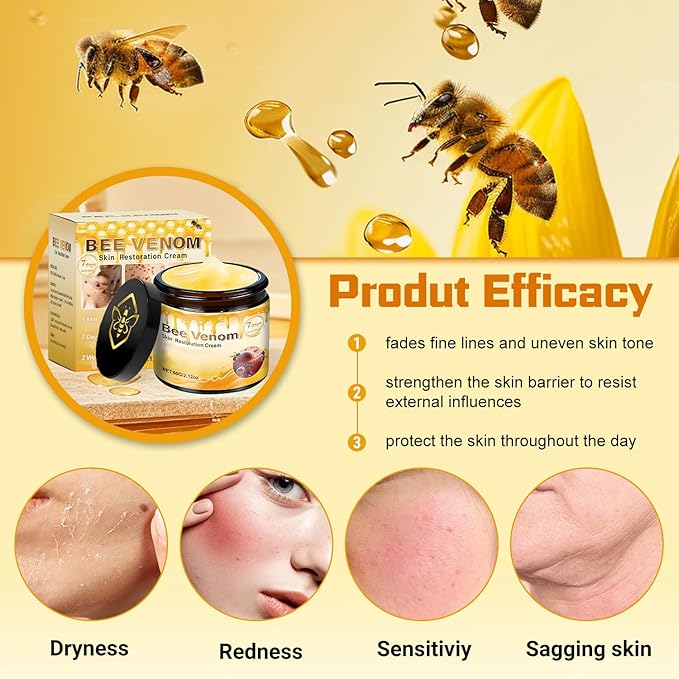 2 PCS Bee Venom Skin Restoration Cream,Bee Venom Skin Treatment Cream,Firms and Rejuvenates, Quickly Smoothing Out Wrinkles and Fine Lines