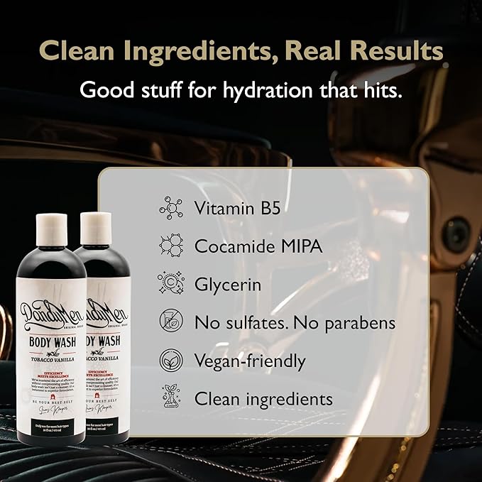 Hydrating Bodywash for Men – 16oz (2-pack, Tobacco Vanilla)