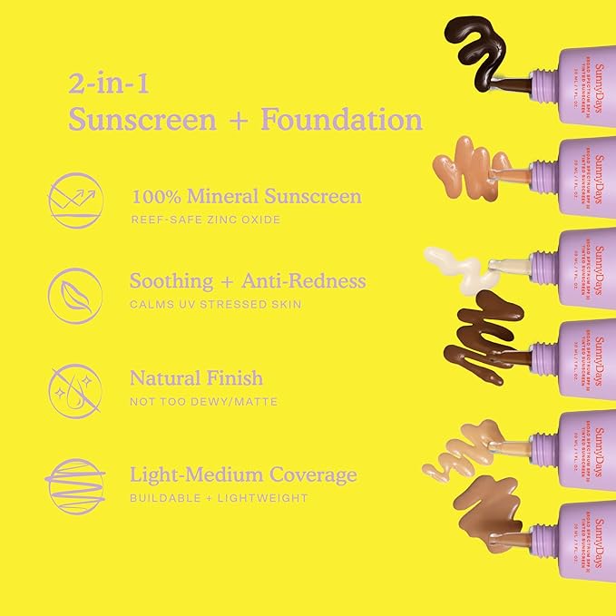 Tower 28 Beauty SunnyDays SPF 30 Tinted Mineral Sunscreen - For Sensitive Skin - 2-in-1 Facial Broad Spectrum UVA/UVB Protection + Foundation - Shade 65 TOPANGA - Deep with Red Undertones, 1 Fl Oz