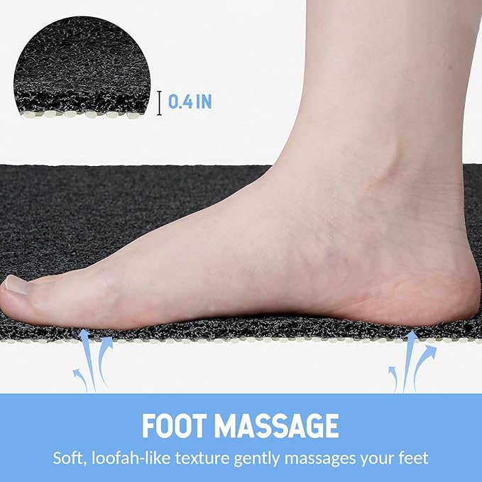 Non-Slip Bathtub Mat, 2 Pack Anti Slip Shower Mat, Fast Drying Bathtub Mats, Foot Scrubber Mat, Anti Slip Mat for Tub, Floor, Bathroom, Kitchen, Home, Hotel (Black 24"×16"+24"×16")