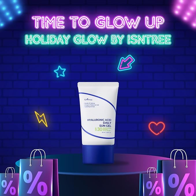 ISNTREE Hyaluronic Acid Daily Sun Gel 50ml, 1.69 fl oz | SPF 30 | Korean Skincare | Moisturizing | No White Cast | Lightweight | Mild Formula | Daily SPF | Korean Sunscreen | Broad Spectrum