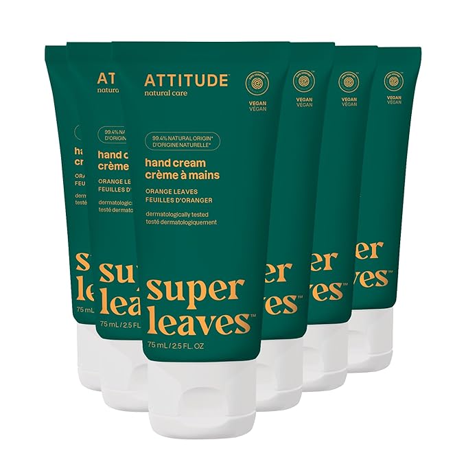 ATTITUDE Hand Cream, EWG Verified, Plant and Mineral-Based, Vegan Personal Care Products, Orange Blossom & Eucalyptus Scent, 2.5 Fl Oz (Pack of 6)