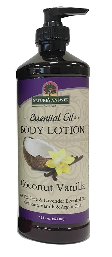 Nature's Answer Pure Essential Oil Body Lotion Coconut Vanilla, 16 Oz