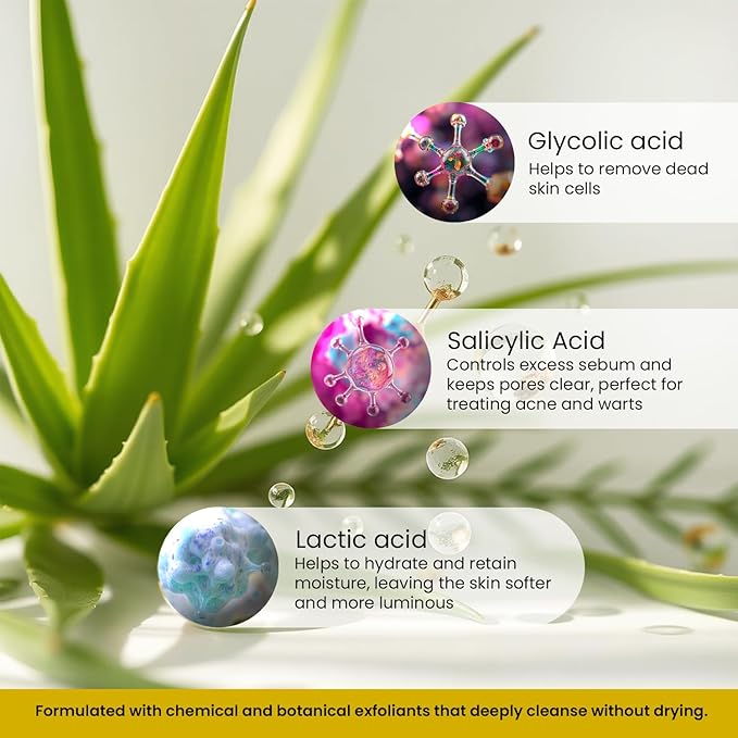 AbsolutSkin Exfoliating Gel – Gentle Peeling Gel with Glow Inducing Acids – Unclogs Pores, Smooths Texture & Brightens Skin – 100ml