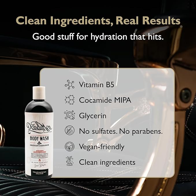 Hydrating Bodywash for Men – 16oz (1-pack, Obsidian Cardamom)