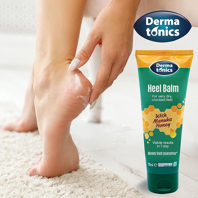 Dermatonics Manuka Honey Heel and Elbow Moisturizing & Exfoliating Cream for Dry and Cracked Heels | Dry Feet Treatment & Cracked Heel Repair for Rough, Dry and Cracked Feet, 2.37 fl oz Tube, 3 Pack