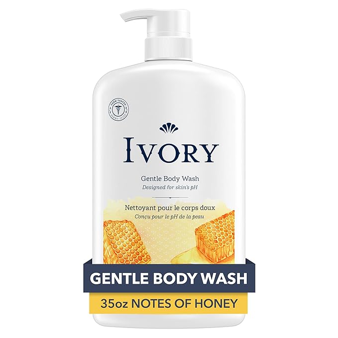 Ivory Body Wash Gentle, Free of dyes, parabens, and phthalates, Honey Scent, 35 oz