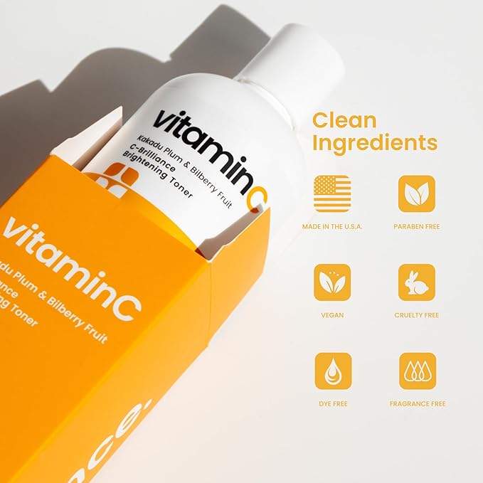 Natural Outcome C-Brilliance Vitamin C Toner for Face Daily Witch Hazel Facial Astringent with Kakadu Plum and Bilberry Fruit 8 oz Vegan, Fragrance Free