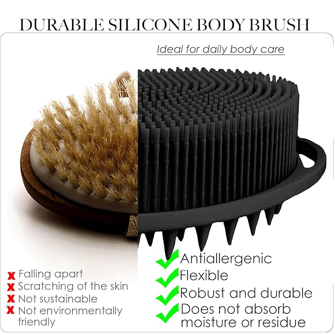 Silicone Face & Body Brush Applicator & Scrubber - 2-in-1 Facial Mask Spatula for Cream/Lotion/Clay & Exfoliating Body Brush, Hygienic Shower Sponge Glove for Wet/Dry Brushing, Replaces Tradit