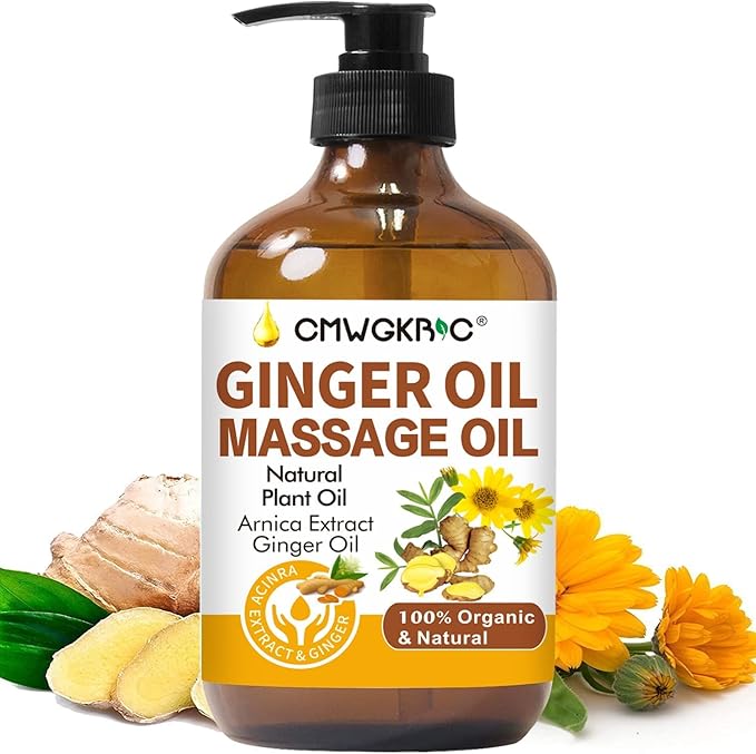 Ginger Oil,Ginger Massage Oil for Lymphatic Drainage,Natural Body Oil for Skin,Arnica Oil,Sore Muslce Massage Oil,Spa Ginger Oil-Warming and Relaxing for Christmas Stocking Stuffers for Men Women