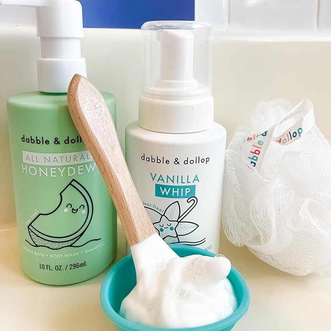 Dabble & Dollop Honeydew Melon + Vanilla Body Wash & Shampoo – 3-in-1 Natural Bubble Bath for Kids, No Parabens or Sulfates, Vegan, Gluten-Free, Tear-Free (2-Pack)