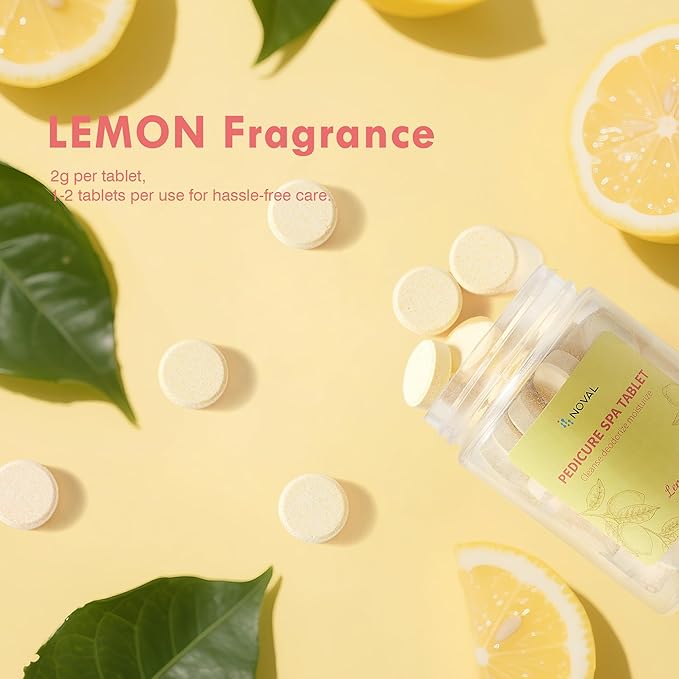 NOVAL Pedicure Supplies Spa Tablets Foot Bath Foot Soak for Softening Skin Care，Lemon Scent