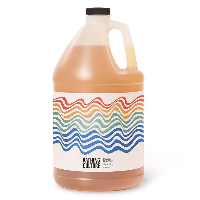 Bathing Culture, Organic Mind + Body Wash, Natural, Biodegradable, Sustainable, Vegan Personal Care, All Natural Organic Body Wash for Women and Men, 1 Gallon, Break Water Scent, Holiday Gift Idea