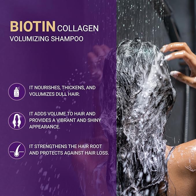 BIOXCIN Collagen Biotin Volumizing Shampoo for Thin and Weak Hair, Extra Volume Strength Sulfate-Free, 300 ml