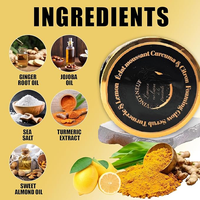 (29) Foaming Body Scrub Turmeric & Lemon – Glow Exfoliating Body Scrub - All Skin Types & Sensitive Skin –Natural Exfoliating Scrub with Oils Revitalization & Brightened (280g)