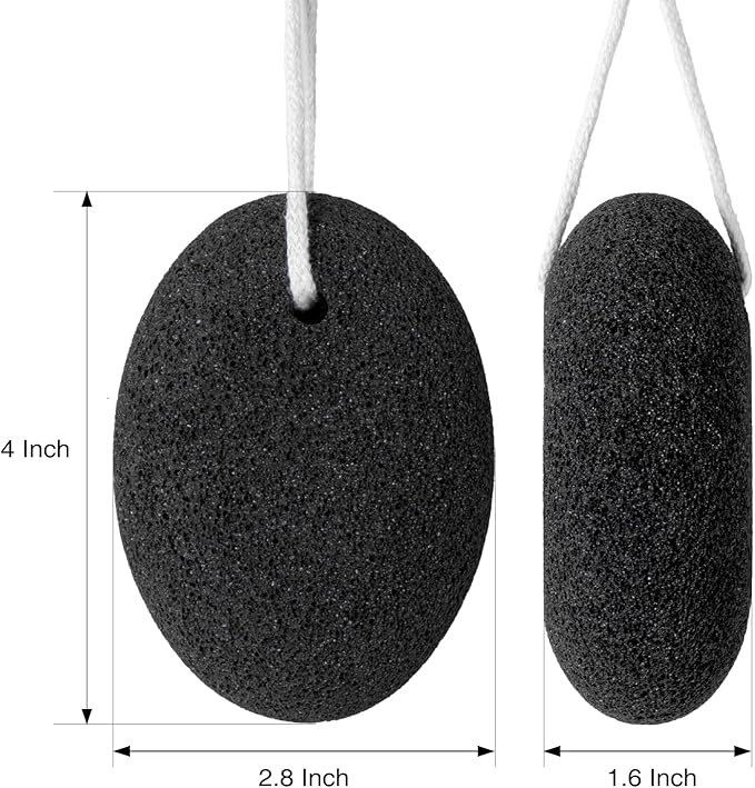 Natural Pumice Stone Set - 3-Pack Oval-Shaped Volcanic Lava Foot Scrubber Files for Callus, Corn, Cracked Heel, and Dead Skin Exfoliation, 4 x 2.8 x 1.6 Inches