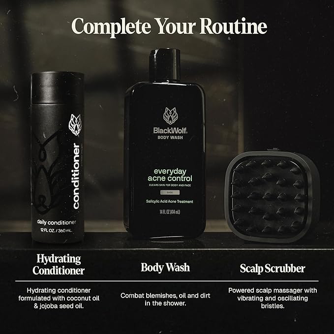 Black Wolf Anti-Dandruff Shampoo - Advanced Dandruff-Fighting & Itch Relief Formula with Salicylic Acid, Removes Buildup & Flakes - for Itchy Scalp - Thick & Rich Lather Cleanses Scalp - 14 oz