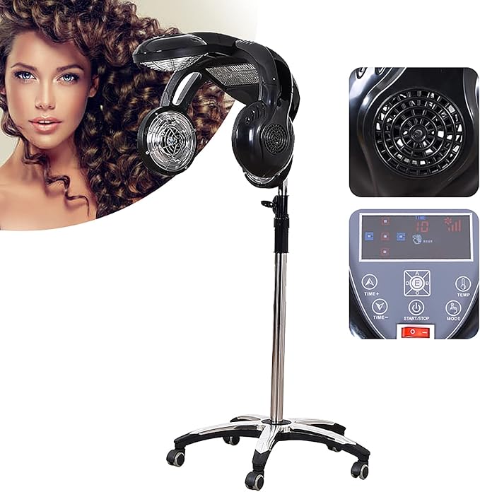 Hair Dryer, Multifunctional Salon Hair Dryer, Freestanding Hair Salon Steamer Hair Color Processor, 1.4KW 110V, Black