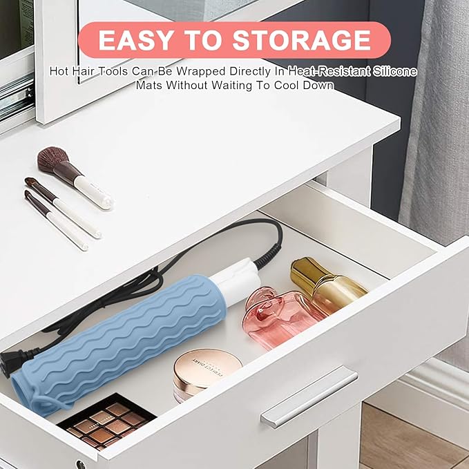 Plus Size Silicone Heat Resistant Mat, Portable Travel Hot Tools Pad Cover for Curling Iron, Flat Iron, Hair Straightener and Other Hair Styling Tools(12.0" x 9.0")