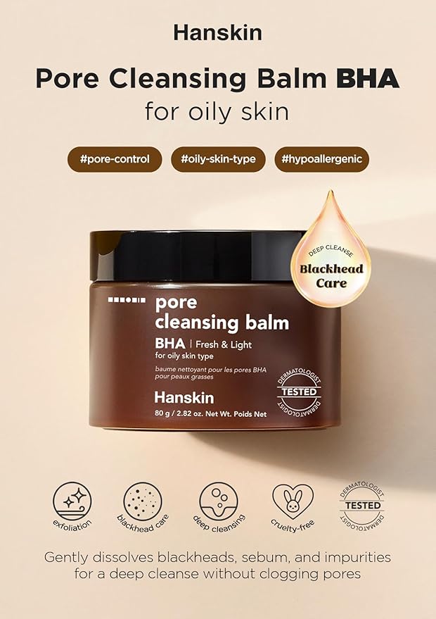 Hanskin Deep Pore Care Trio – PHA Cleansing Oil, Foam Face Wash & BHA Cleansing Balm | Double Cleanse & Blackhead Care | Korean Oil Cleanser Set, K-Beauty