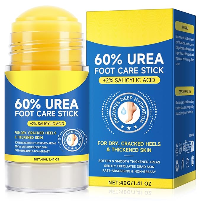 60% Urea with 2% Salicylic Acid Urea Foot Care Stick, Heel Stick for Cracked Feet, Foot Care Cream Moisturizer for Dry Cracked Feet, Knees, Elbows, Hands, Foot Lotion Stick -1.41oz