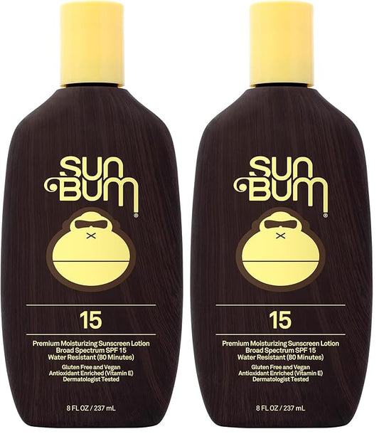Sun Bum Sunscreen Lotion, SPF 15, Broad Spectrum | Vegan Formula | Hawaii Compliant | With Vitamin E | 8 oz Pack of 2
