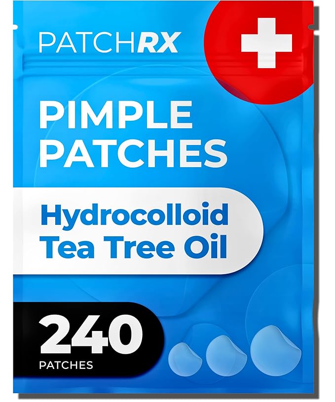 Pimple Patches for Face (240 Patches), Hydrocolloid Acne Patches with Tea Tree Oil, Pimple Stickers - Acne Pimple Patches For Face - Zit Patches