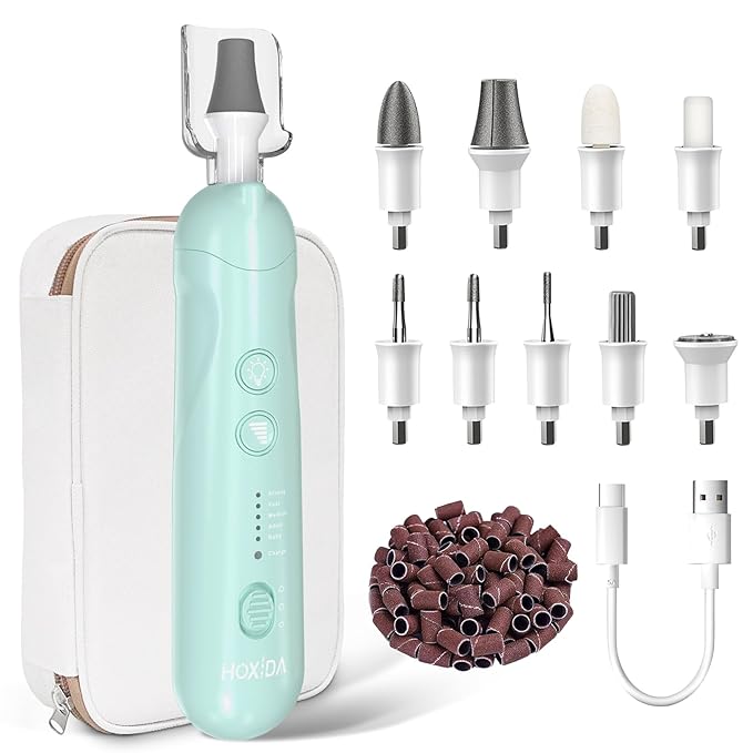 Manicure Pedicure Kit for Women, Professional Nail Grinder for Senior Thick Toenail, Cordless Electric Nail File, 5 Speeds Pedicure Tools for feet Callus Remover, Nail Drill for Women Hand Feet Care