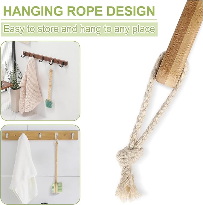 Silicone Back Scrubber for Shower, 2 PCS Silicone Bath Body Brush Loofah with Long Handle, Dual-Sided Shower Brush for Body, Exfoliating Body Scrubber Back Washer for Men Women(Lake Blue +Green)