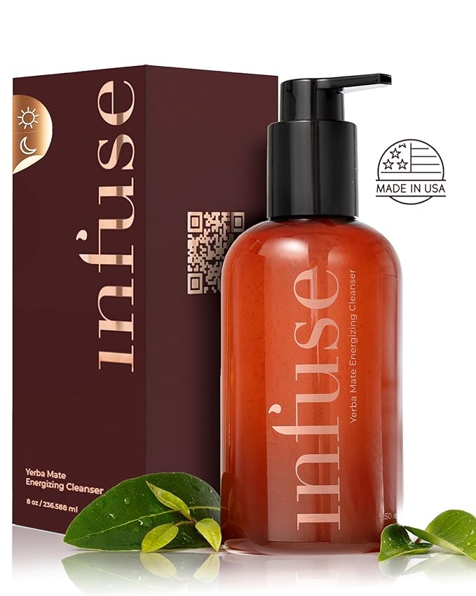 Infuse Yerba Mate Energizing Cleanser – Gentle Foaming Face Wash for Mature Skin – Hydrating Facial with Niacinamide & Antioxidants – Daily Cleanser, 150ml