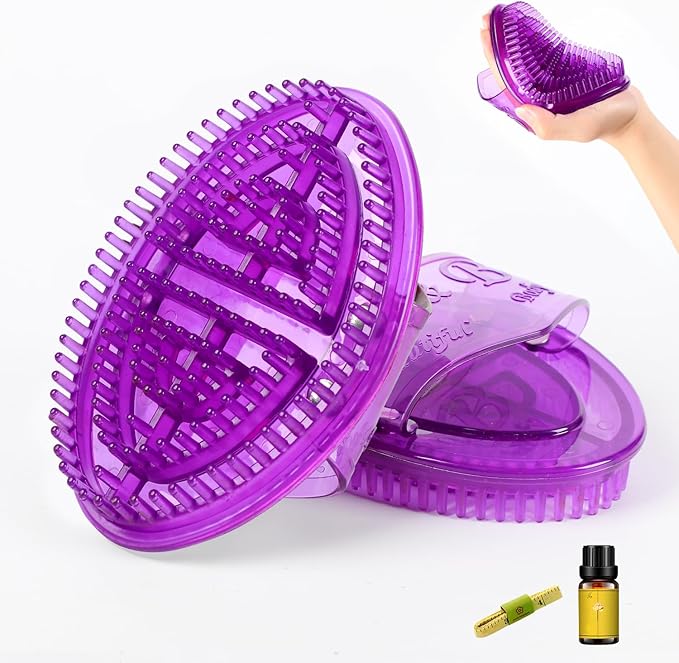 2Pcs Meridian Massage Brush, Handheld Massage Brush for Belly, Beauty Professional Full Body Relaxation Massager Brushs Tools, SPA Meridian Pressure Brushes with Essential Oils (Light Purple-1)