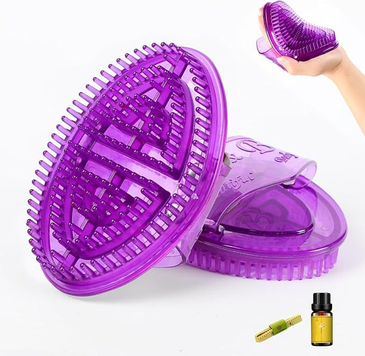 2Pcs Meridian Massage Brush, Handheld Massage Brush for Belly, Beauty Professional Full Body Relaxation Massager Brushs Tools, SPA Meridian Pressure Brushes with Essential Oils (Light Purple-1)