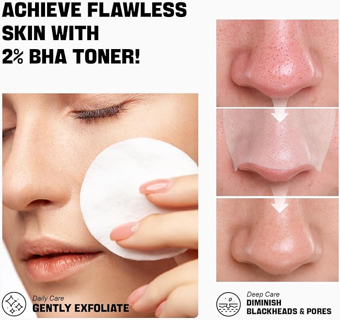 Salicylic Acid Toner, Blackhead Remover, BHA Liquid Exfoliant (CICA, 3.38OZ, Travel Size), ZealSea Pore Minimizer for Face, Gentle Alcohol Free BHA Toner for All Skin with Niacinamide, Redness Relief