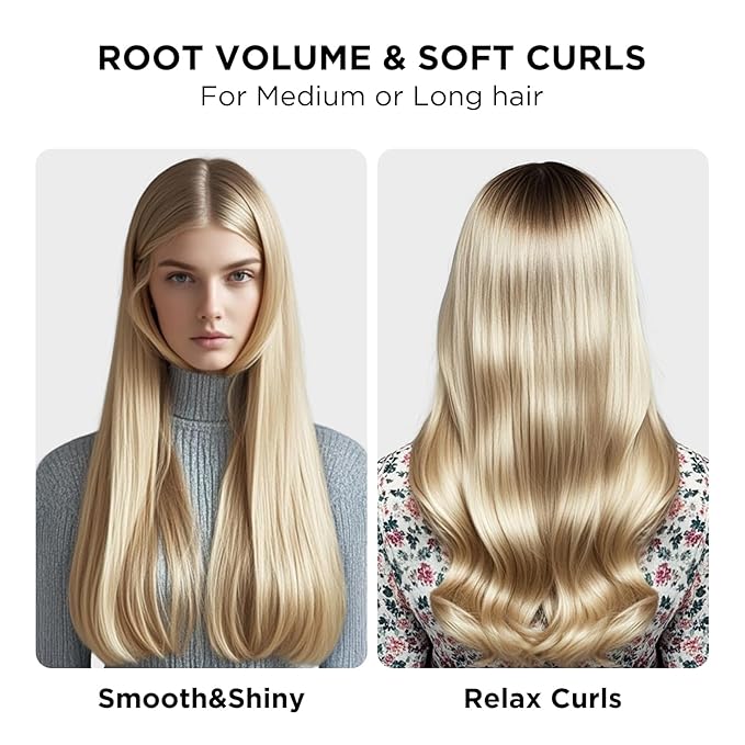 Aima Beauty Hot Brush, 1.3"/35mm Heated Curling Brush Makes Hair Smoother, Softer, Thermal Brush Get Natural Curls, Easy to Use, 30S Fast Heating, Dual Voltage & 60 Mins Auto-Off, Gold