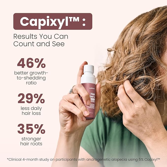 Trybello Hair Helper + Spray | Hair Growth Serum, powered by Capixyl | With Biotin, Castor Oil, Caffeine, Rice Water & Peptide Complex | Natural Treatment for Thicker, Fuller Strands | Vegan Formula